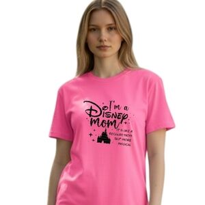 Gildan Pink "I'm a Disney Mom" Short Sleeve Tee